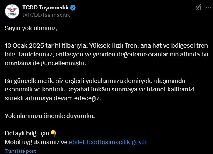 TCDD AÇIKLAMASI