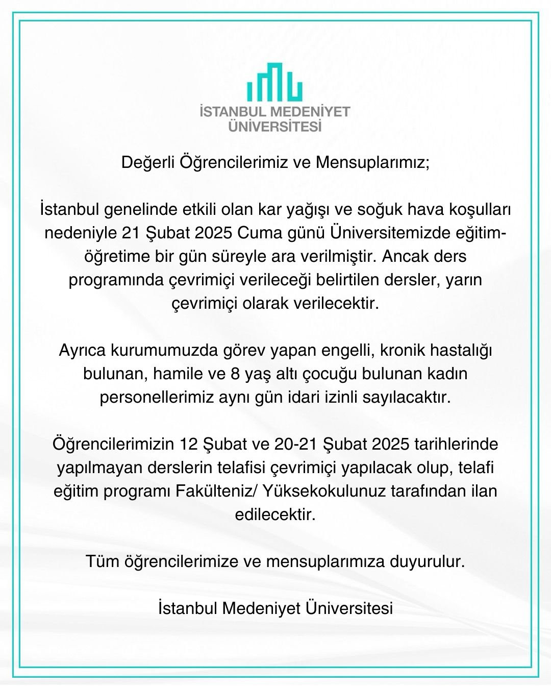 MEDENİYET ÜNİVERSİTESİ