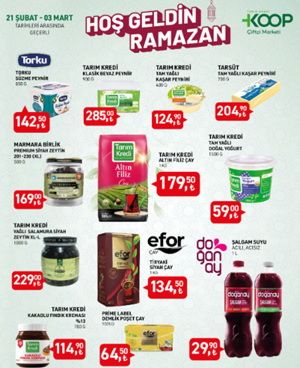 Tarım Kredi marketleri 21 Şubat-3 Mart kataloğu: Tarım Kredi Kooperatifi marketlerinde hangi ürünler indirimli, neler var Tarım Kredi marketleri 21 Şubat-3 Mart kataloğu: Tarım Kredi Kooperatifi marketlerinde hangi ürünler indirimli, neler var
