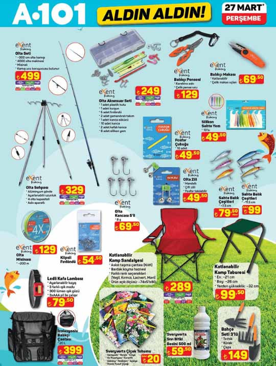 A101 İNDİRİMLERİ BU HAFTANIN YENİ KATALOĞU 27 MART 2025 (RAFLARA GELİYOR) || A101 aktüel broşürü ile Perşembe günü neler geliyor Kamp sandalyesi, bahçe ürünleri, bisiklet...