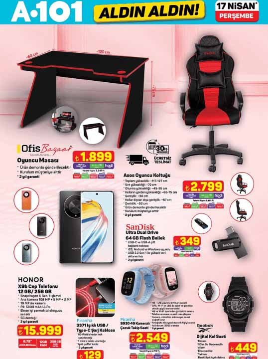 A1O1 AKTÜEL ÜRÜNLER 17 NİSAN 2025 (YENİ İNDİRİMLER) || A101 aktüel broşürü ile Perşembe hangi ürünler geliyor, neler var Oyuncu koltuğu, elektrikli bisiklet, gölgelikli salıncak A101e geliyor