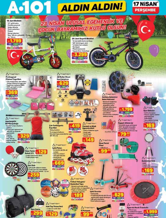 A1O1 AKTÜEL ÜRÜNLER 17 NİSAN 2025 (YENİ İNDİRİMLER) || A101 aktüel broşürü ile Perşembe hangi ürünler geliyor, neler var Oyuncu koltuğu, elektrikli bisiklet, gölgelikli salıncak A101e geliyor