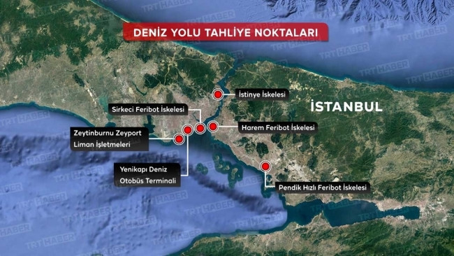 Denizden Yapılacak Tahliye Noktaları Denizden Yapılacak Tahliye Noktaları