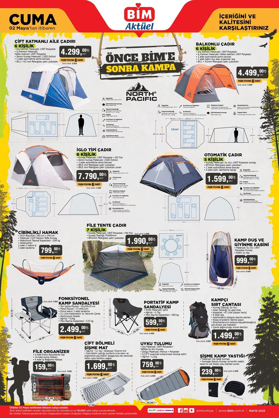 RAFLARA GELDİ BİM AKTÜEL 2 MAYIS 2025 İNDİRİMLİ ÜRÜNLER KATALOĞU || Bimde bu hafta cuma neler var 2 Mayıs bim aktüel Kamp Malzemeleri ve Aile Boyu Çadır satışa çıktı