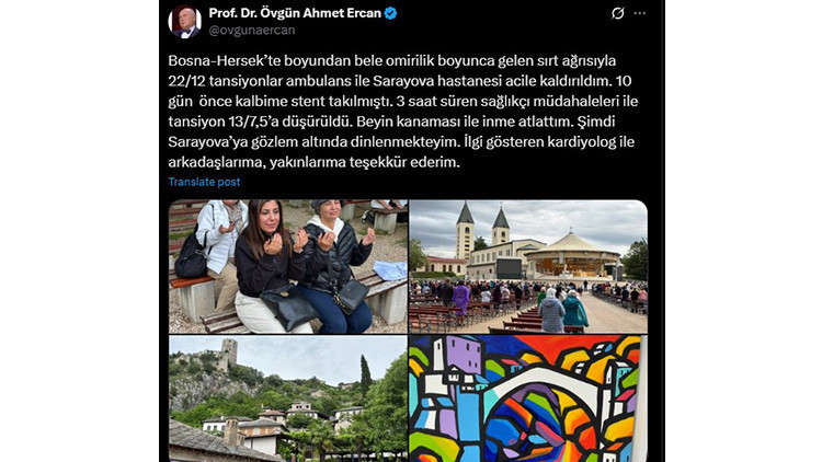 PROF DR. AHMET ERCAN SAĞLIK DURUMU