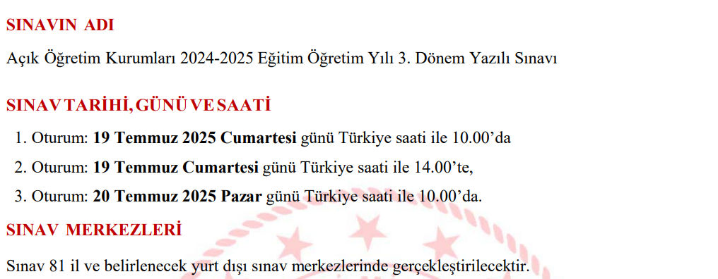 AÖL 3. DÖNEM SINAVLARI NE ZAMAN AÖL 3. DÖNEM SINAVLARI NE ZAMAN