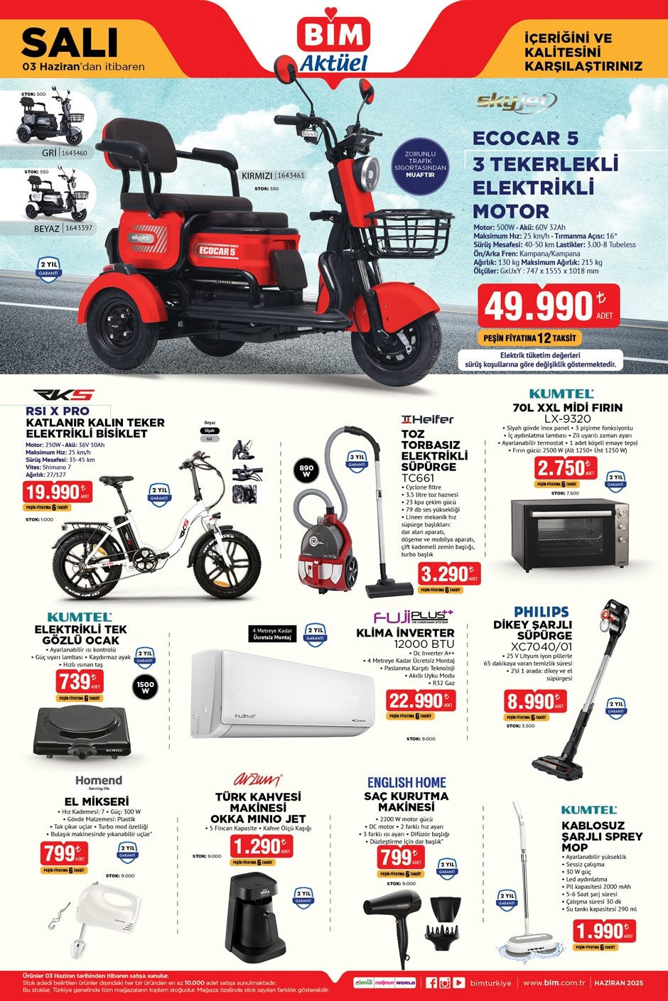 SATIŞTA BİM AKTÜEL 3 HAZİRAN 2025 KATALOĞU KURBAN BAYRAMI ÖZEL İNDİRİMLİ ÜRÜNLER || Bim 6 Haziran 2025 kataloğu yok mu Bim aktüel katalog 3 Tekerlekli Elektrikli Motor, Kalın Teker Elektrikli Bisiklet, BTU Klima getiriyor