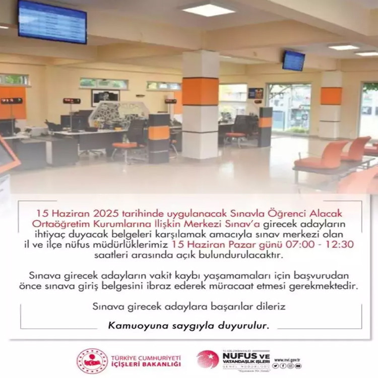 15 HAZİRAN PAZAR NÜFUS MÜDÜRLÜĞÜ AÇIK MI, KAPALI MI