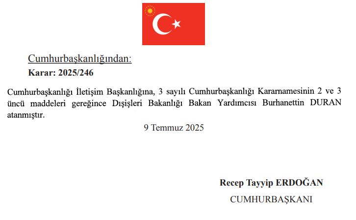 CUMHURBAŞKANLIĞI İLETİŞİM BAŞKANLIĞINDA GÖREV DEĞİŞİKLİĞİ