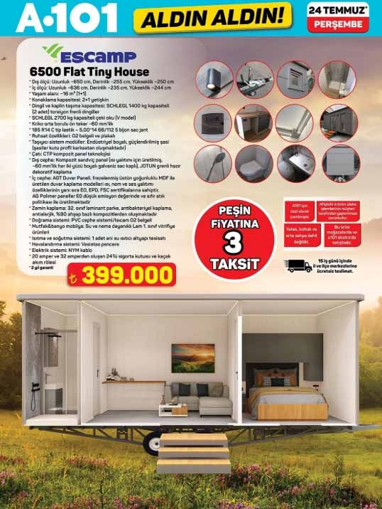SATIŞTA A101 AFİŞİ YENİ HAFTA 24 TEMMUZ 2025 || A101 Aldın Aldın aktüel ürünler kataloğu bu hafta neler sunuyor A101 indirim broşürü ile kamp sehpası, tiny house, sörf ve kano seti satışta