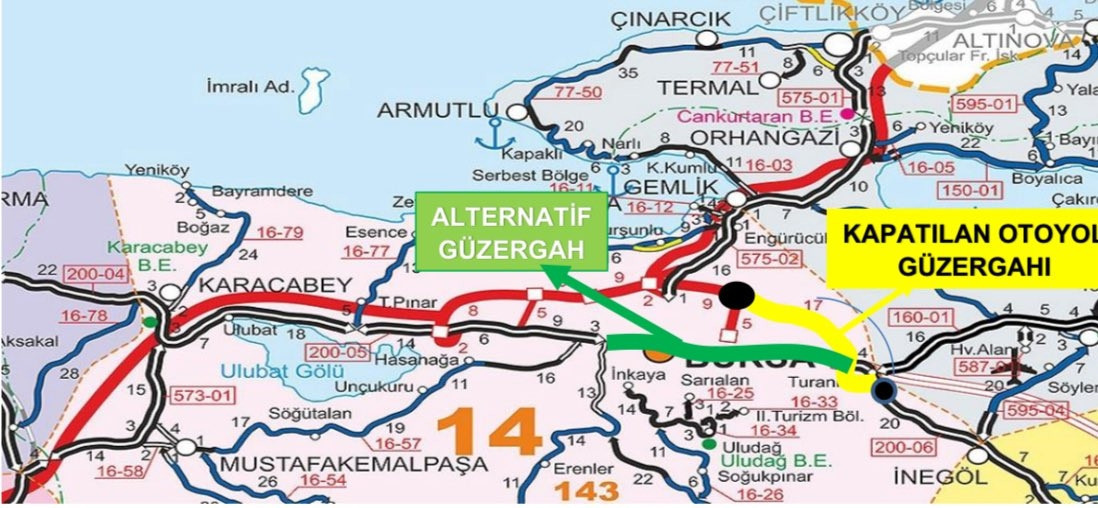 Bursa Ankara Yolu Trafi e Kapat ld M Neden Kapat ld Bursa evre 
