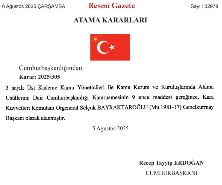 GÜRAK, EMEKLİYE SEVK EDİLDİ