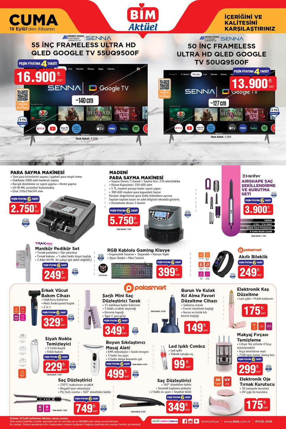 SATIŞA ÇIKTI BİM İNDİRİMLİ ÜRÜNLER AFİŞİ 19 EYLÜL 2025 KATALOĞU 🔴🛒 (RAFLARDA) || Bimde bu hafta cuma neler var Bim aktüel broşürü Para Sayma Makinesi, Kuklalı Keçeli Kitaplar, Ayaklı Çift Taraflı Ahşap Yazı Tahtası satışta