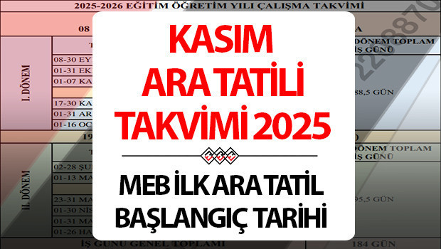 MEB KASIM ARA TATİLİ TAKVİMİ 2025 - 2026 || Okullarda ara tatil ne zaman, Kasımın kaçında başlıyor 1. Dönem ilk ara tatile kaç gün kaldı, okullar ne zaman kapanacak 1 haftalık tatil başlangıcı ve tarihleri... MEB KASIM ARA TATİLİ TAKVİMİ 2025 - 2026 || Okullarda ara tatil ne zaman, Kasımın kaçında başlıyor 1. Dönem ilk ara tatile kaç gün kaldı, okullar ne zaman kapanacak 1 haftalık tatil başlangıcı ve tarihleri...