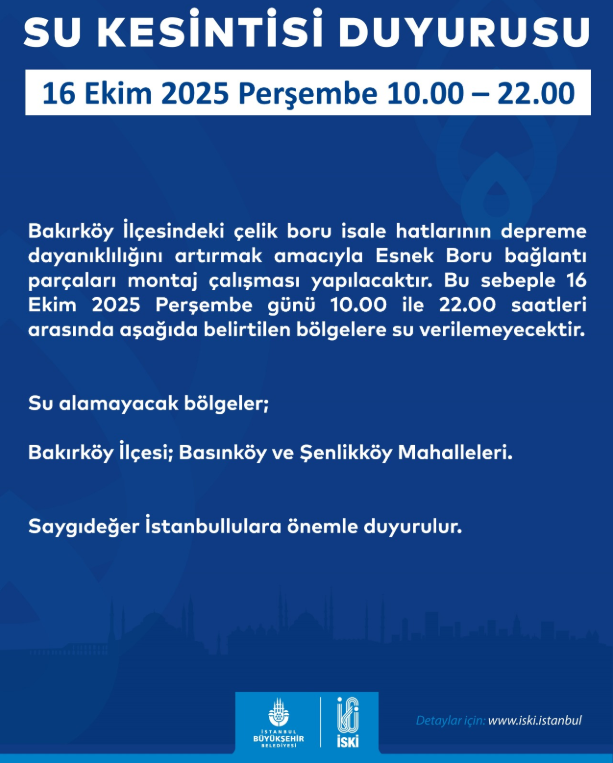 İKİ MAHALLEDE 12 SAATLİK SU KESİNTİSİ