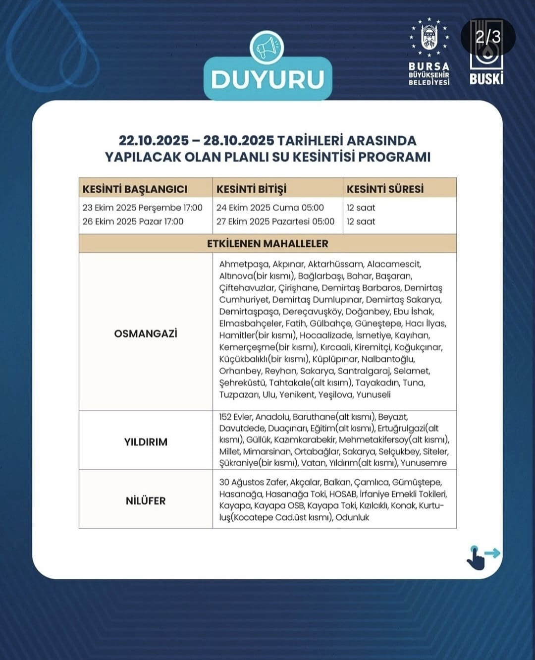 22 Ekim BUSKİ Bursa su kesintisi programı ve saatleri! Bursa'da sular ne zaman gelecek, saat kaçta? - 4. Resim