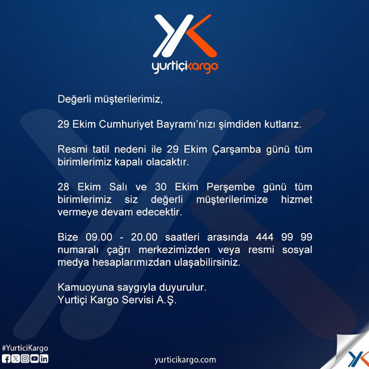 YURTİÇİ KARGODAN AÇIKLAMA