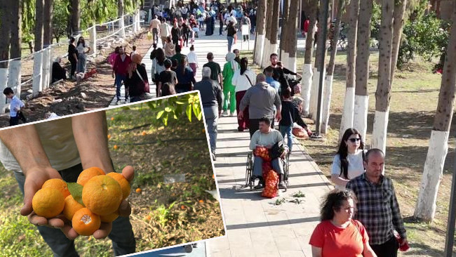 Ücretsiz dağıtıldığını duyan geldi! 'Hem yiyoruz hem de stres atıyoruz'