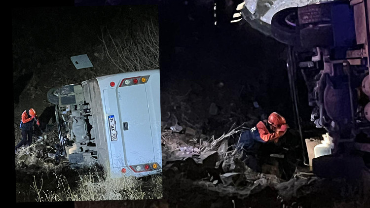 İşçileri taşıyan midibüs uçuruma yuvarlandı: 15 yaralı!