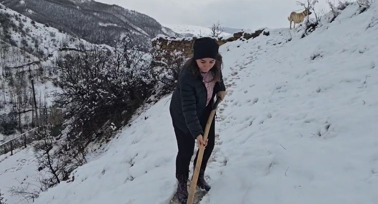 Lapa lapa kar yağışı başladı: Evler kısa sürede beyaza büründü