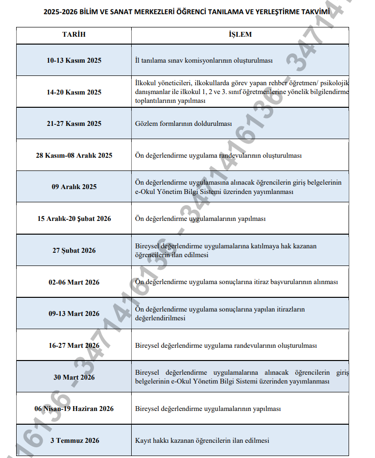 BİLSEM BAŞVURULARI NE ZAMAN BİTECEK