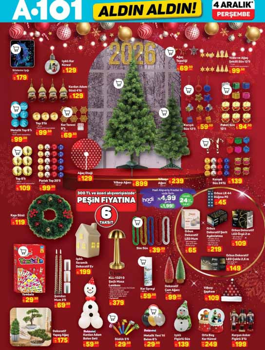SATIŞA ÇIKTI A101 YILBAŞI İNDİRİM KATALOĞU 4 ARALIK 2025 || A101 Aldın Aldın aktüel afişi bu hafta neler sunuyor, hangi ürünler var A101 broşürü ile yılbaşı süsleri, katlanabilir masa, yılbaşı ağacı, el bakım seti, cilt temizleyici raflarda