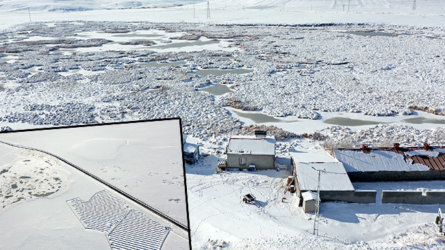 Kentte hava sıcaklığı sıfırın atında 9 dereceye düştü: Göçmen kuşların rotası olan göl dondu, evler beyaz örtüyle kaplandı