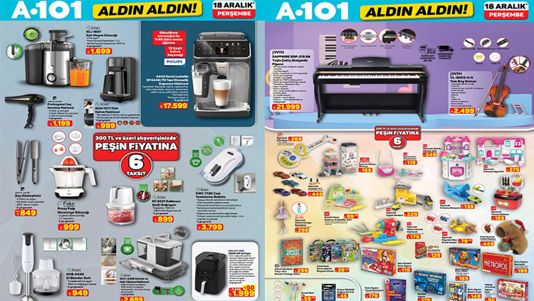 A101 ALDIN ALDIN BU HAFTA KATALOĞU 18 ARALIK 2025 || A101 aktüel afişi yeni ürünleri neler? A101 indirim broşürü ile cam temizleme robotu, katı meyve sıkacağı, piyano, 3'lü beyaz cam ankastre seti geliyor!
