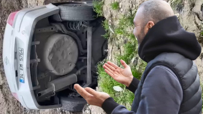 Bölgede ilk kez yaşandı: Arabasının son halini görünce 'Üstünü gömün gitsin' dedi