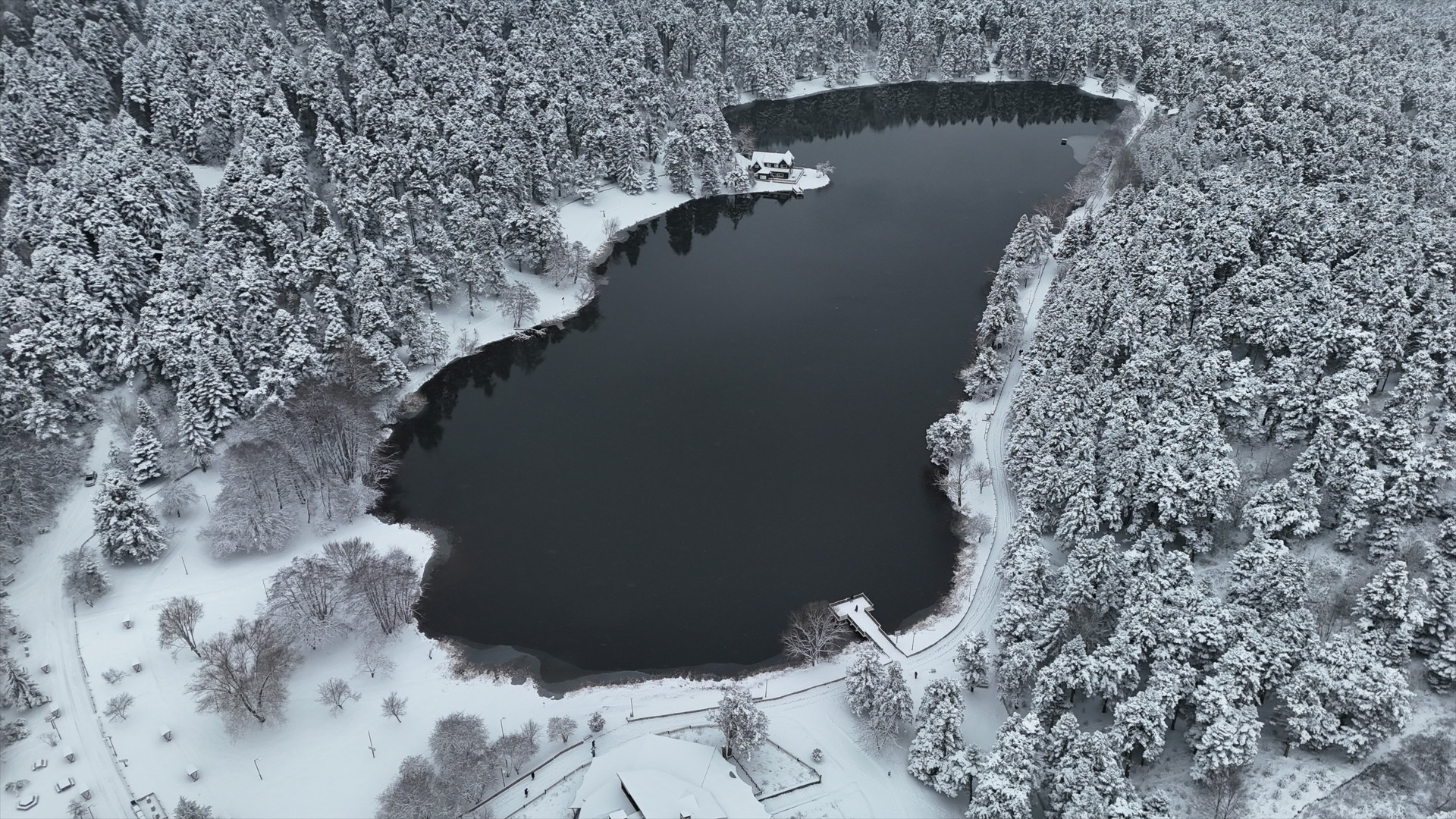 GÖLCÜK TABİAT PARKI BEYAZ ÖRTÜYLE KAPLANDI