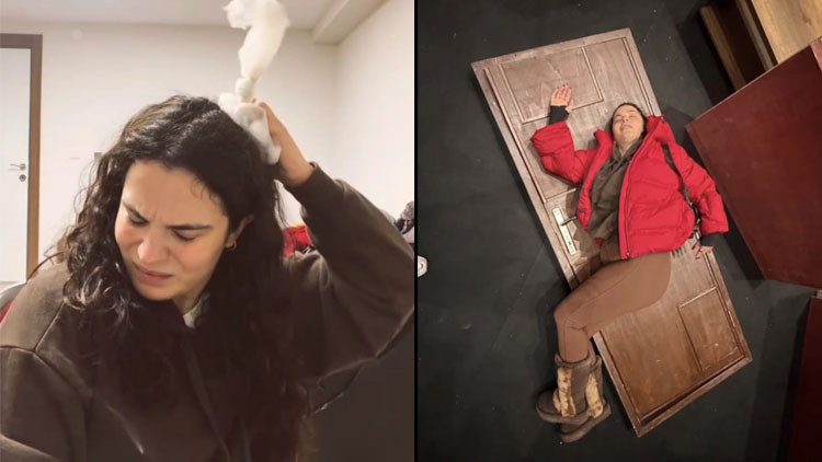 Sahnede kafasına kapı düştü