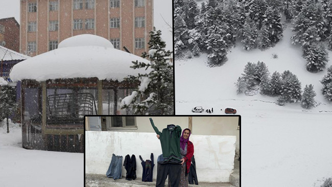 Kar kalınlığı 2 metreyi geçti: Araçlar tamamen kara gömüldü! 'Serdiğimiz paltarlar hepsi dondu'