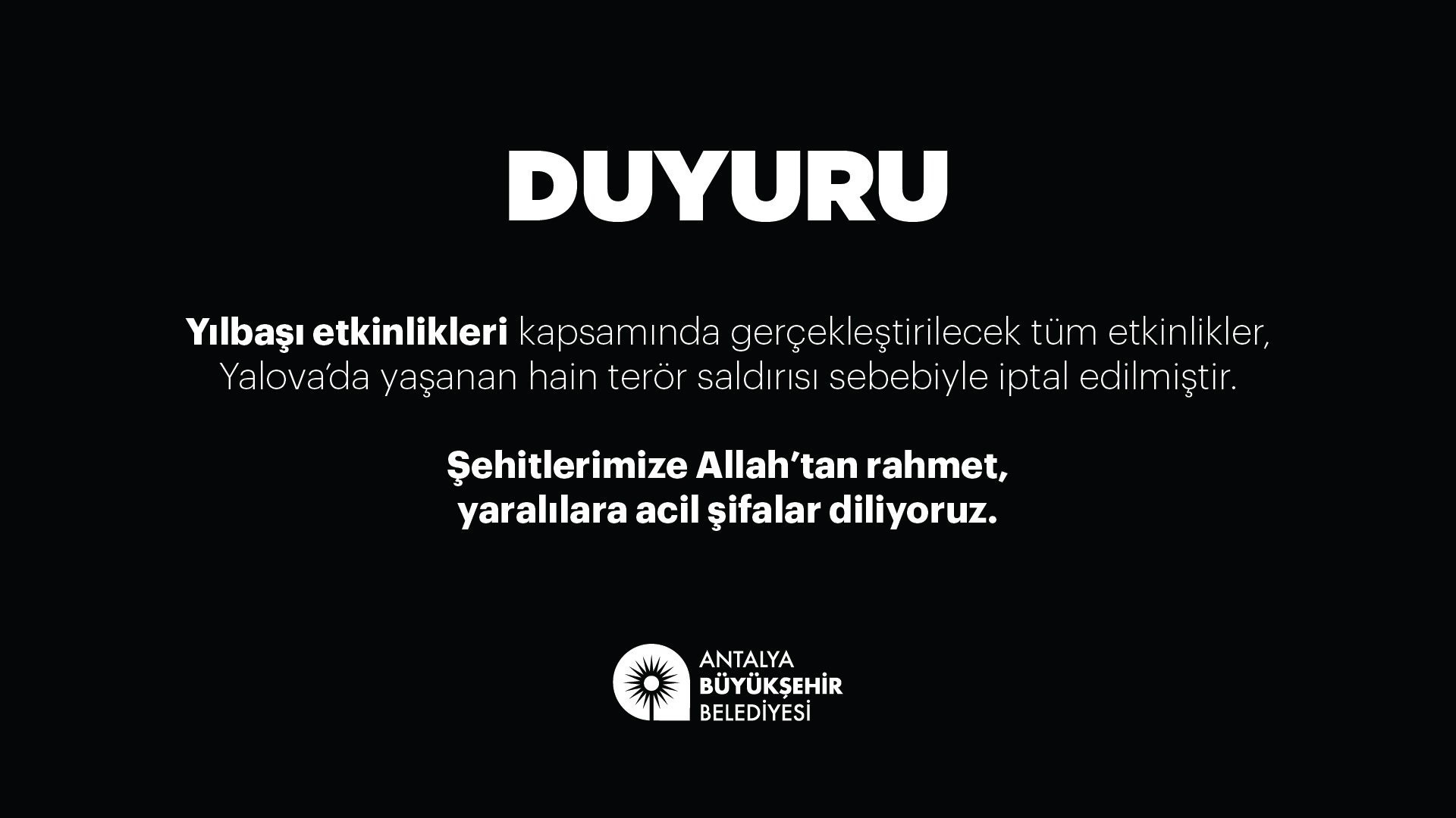 Antalya'da yılbaşı etkinlikleri iptal edildi