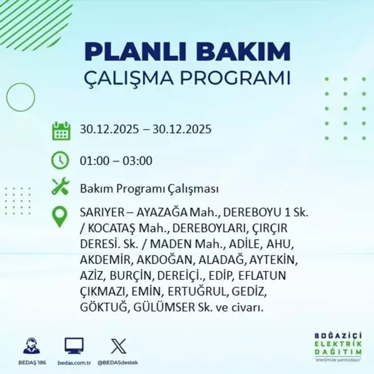 BEDAŞ ELEKTRİK KESİNTİSİ SORGULAMA || 30 Aralık 2025 İstanbul elektrik kesintisi olan ilçeler: Kağıthane’de elektrikler ne zaman gelecek