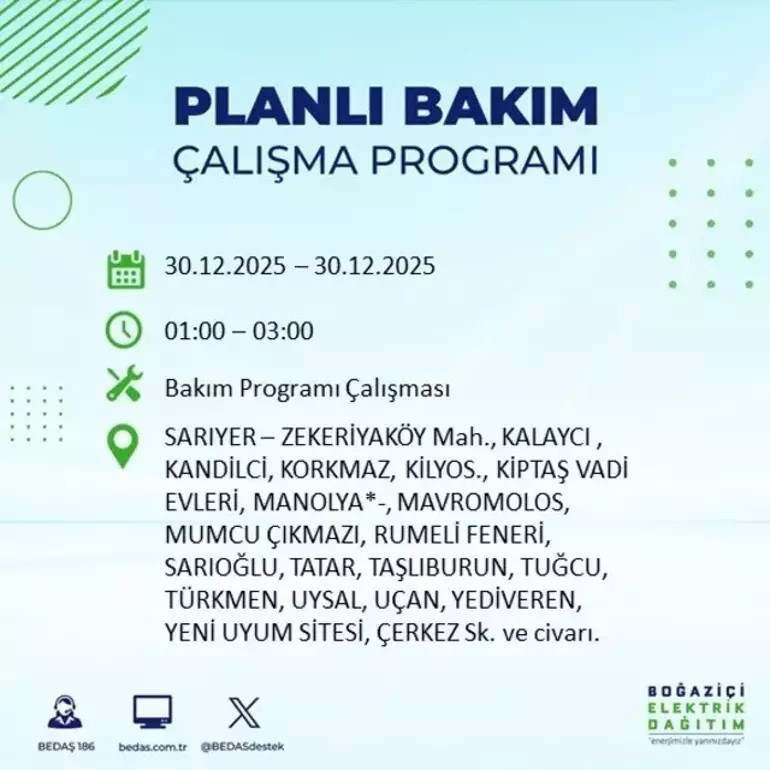 BEDAŞ ELEKTRİK KESİNTİSİ SORGULAMA || 30 Aralık 2025 İstanbul elektrik kesintisi olan ilçeler: Kağıthane’de elektrikler ne zaman gelecek