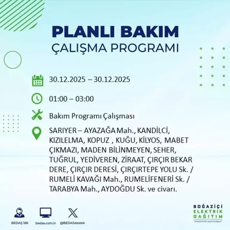 BEDAŞ ELEKTRİK KESİNTİSİ SORGULAMA || 30 Aralık 2025 İstanbul elektrik kesintisi olan ilçeler: Kağıthane’de elektrikler ne zaman gelecek