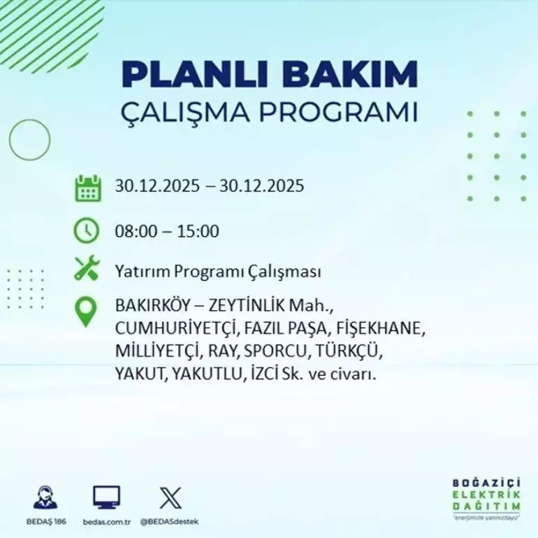BEDAŞ ELEKTRİK KESİNTİSİ SORGULAMA || 30 Aralık 2025 İstanbul elektrik kesintisi olan ilçeler: Kağıthane’de elektrikler ne zaman gelecek