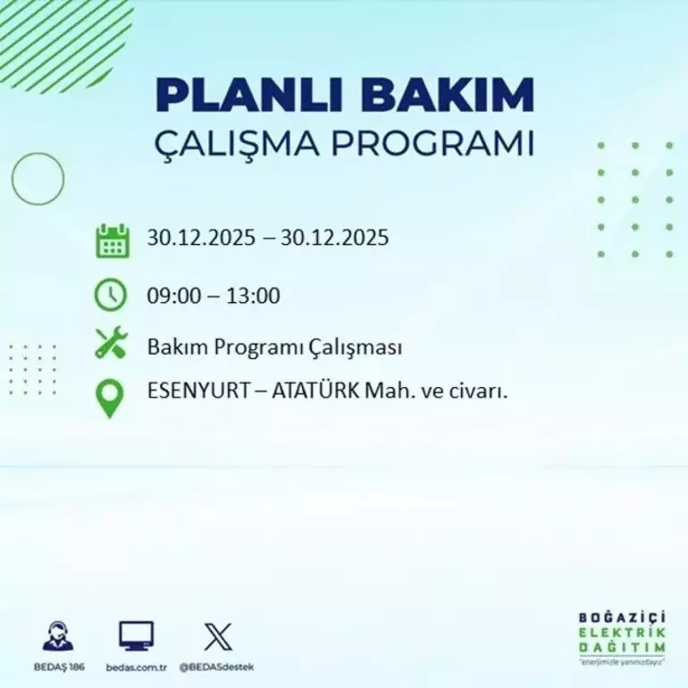 BEDAŞ ELEKTRİK KESİNTİSİ SORGULAMA || 30 Aralık 2025 İstanbul elektrik kesintisi olan ilçeler: Kağıthane’de elektrikler ne zaman gelecek