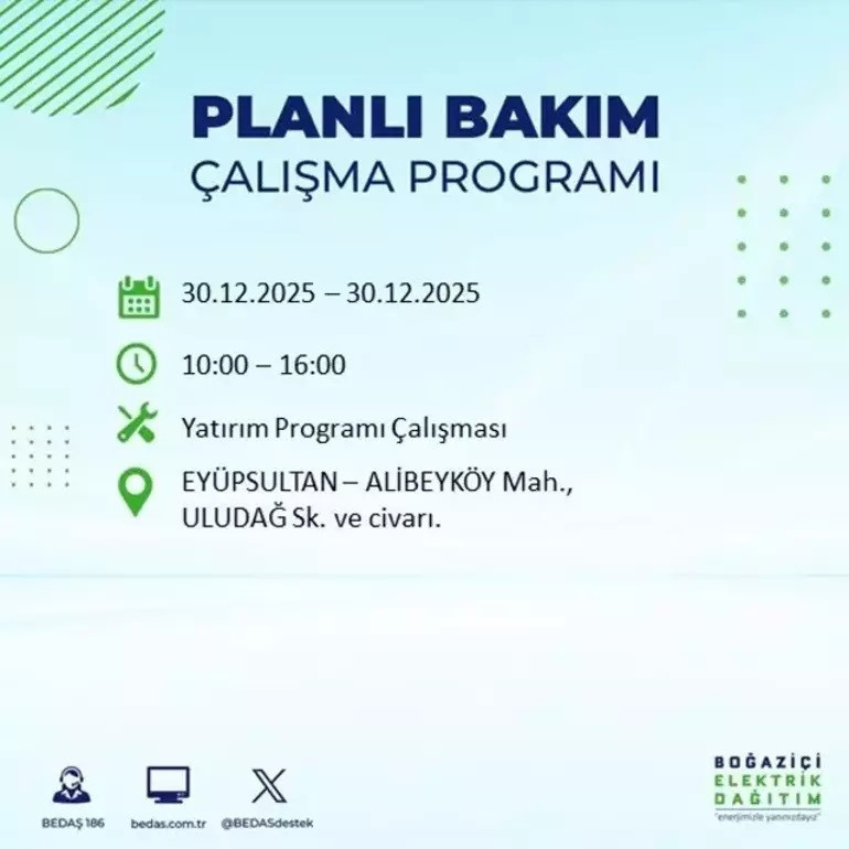 BEDAŞ ELEKTRİK KESİNTİSİ SORGULAMA || 30 Aralık 2025 İstanbul elektrik kesintisi olan ilçeler: Kağıthane’de elektrikler ne zaman gelecek
