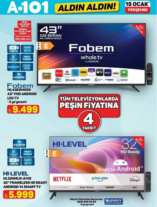 A101 AFİŞ YENİ TAM LİSTE ÜRÜNLER 15 OCAK 2026