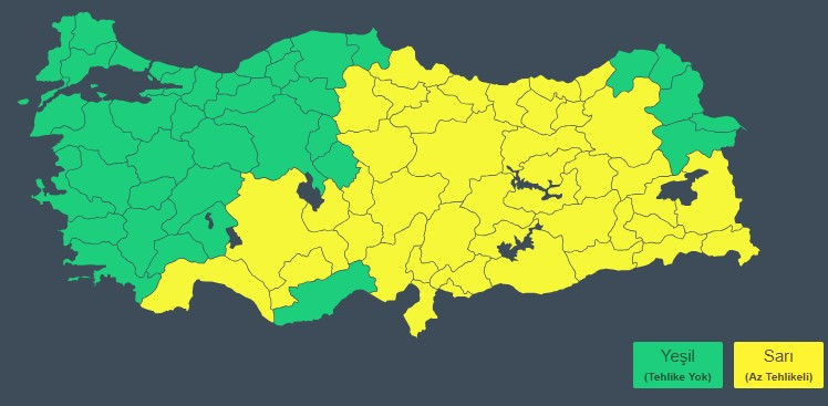 METEOROLOJİDEN SARI KODLU UYARI METEOROLOJİDEN SARI KODLU UYARI