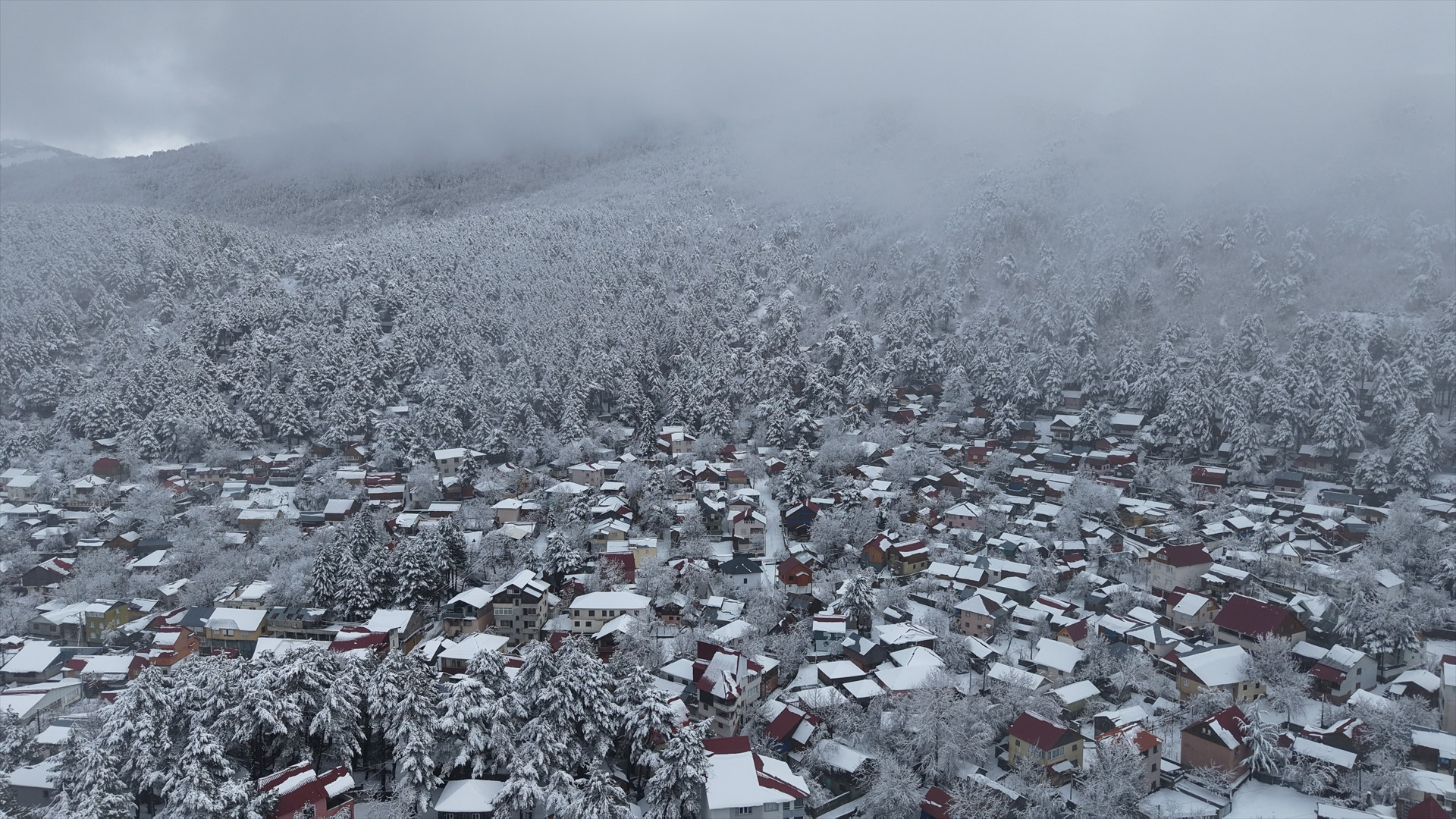 Kar ve sis bulutlarının büyüleyici görüntüsü Manzarayı görmek için bölgeye akın ettiler