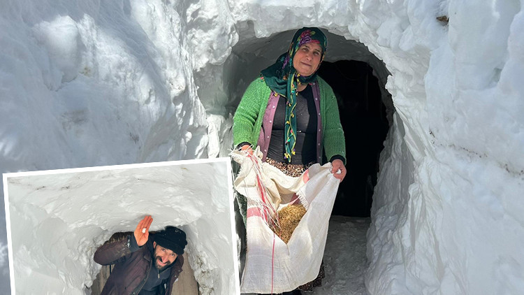 Kar tünelleri ile yaşamlarını sürdürüyorlar: Burada kış çok zor geçiyor