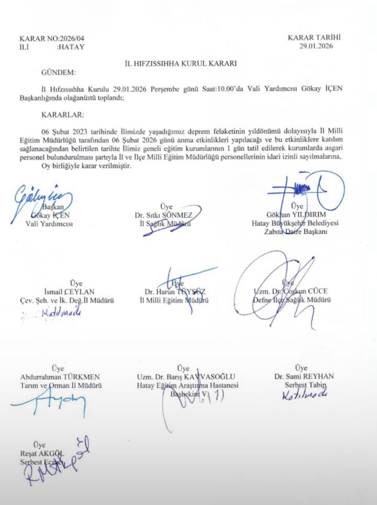 HATAYDA OKULLAR 1 GÜN TATİL