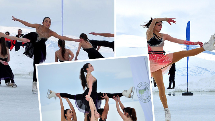 Anadolu'nun en soğuk bölgelerinden biri: Donan göl üzerinde renkli görüntüler