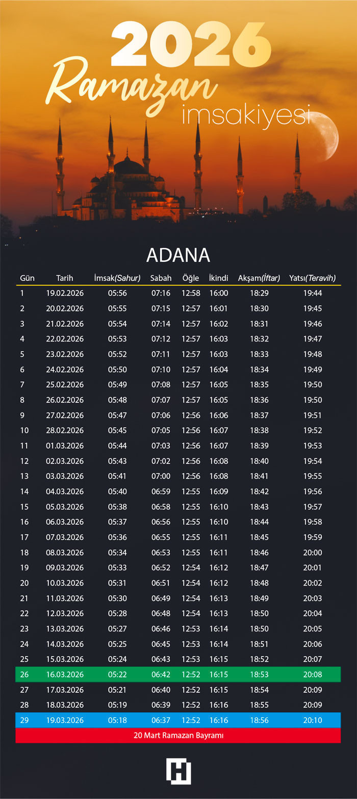 ADANA RAMAZAN İMSAKİYESİ 2026