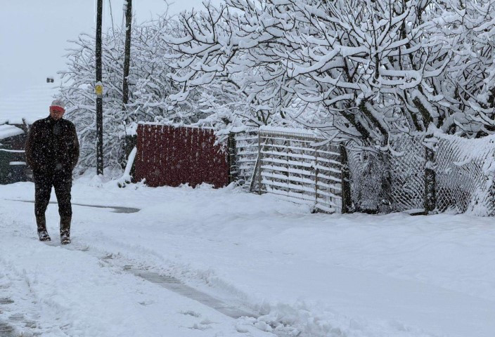  Bastıran kar yağışı ile her yer beyaza büründü