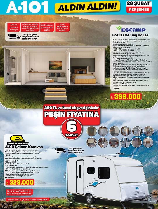 SATIŞTA A101 ALDIN ALDIN AFİŞİ 26 ŞUBAT 2026 || A101 bu hafta aktüel kataloğu indirimli ürünleri neler A101 broşürü ile tiny house, elektronik para kasası, akıllı hava temizleyici ve sprey mop raflarda...