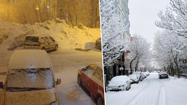 Gece yarısı başlayan kar her yeri beyaza bürüdü! Kar kalınlığı 40 santimetreye ulaştı