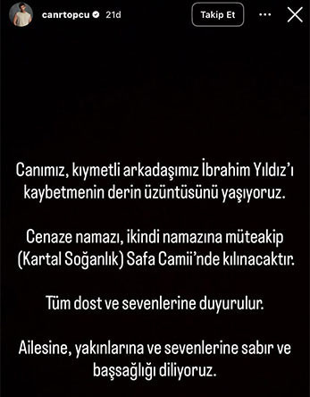 İBRAHİM YILDIZ HAYATINI KAYBETTİ